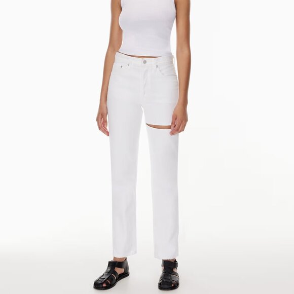 Agolde Lana Slice Jean in Element White Mid Rise Straight Leg Size 26 A9042-1183 - Picture 1 of 15